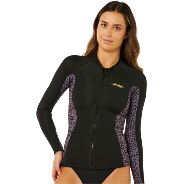 2026 Rip Curl Womens Dawn Patrol 1.5mm Front Zip Jacket 119WWJ - Natural